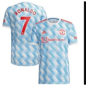 Adidas Cristiano Ronaldo White Manchester United 2021/22 Away Replica Jersey L